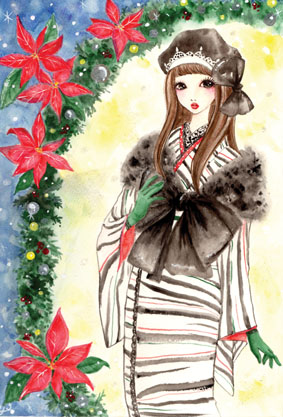 ガールズイラストクリスマス 聖夜