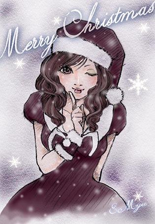 クリスマス ガールズイラスト サンタ