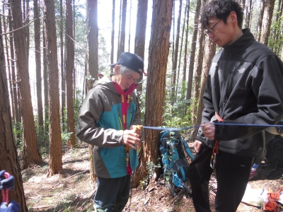 斜面で下降練習