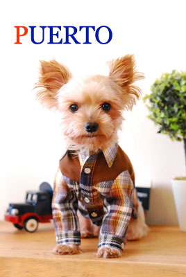 プエルト ダウンベスト PUERTO チェック柄犬服 ネイビー/レッド｜楽天