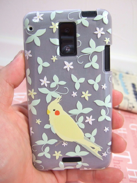 F-06Eのインコ・鳥柄ケース F-06Eのインコ・鳥柄ケース