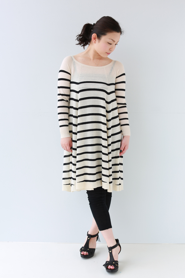 Muveil ミュベール ボーダーフレアワンピース Yamaroku New Arrival