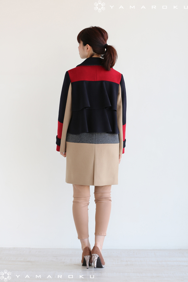 KAON（カオン） バックフリルカラーブロックコート | YAMAROKU New Arrival