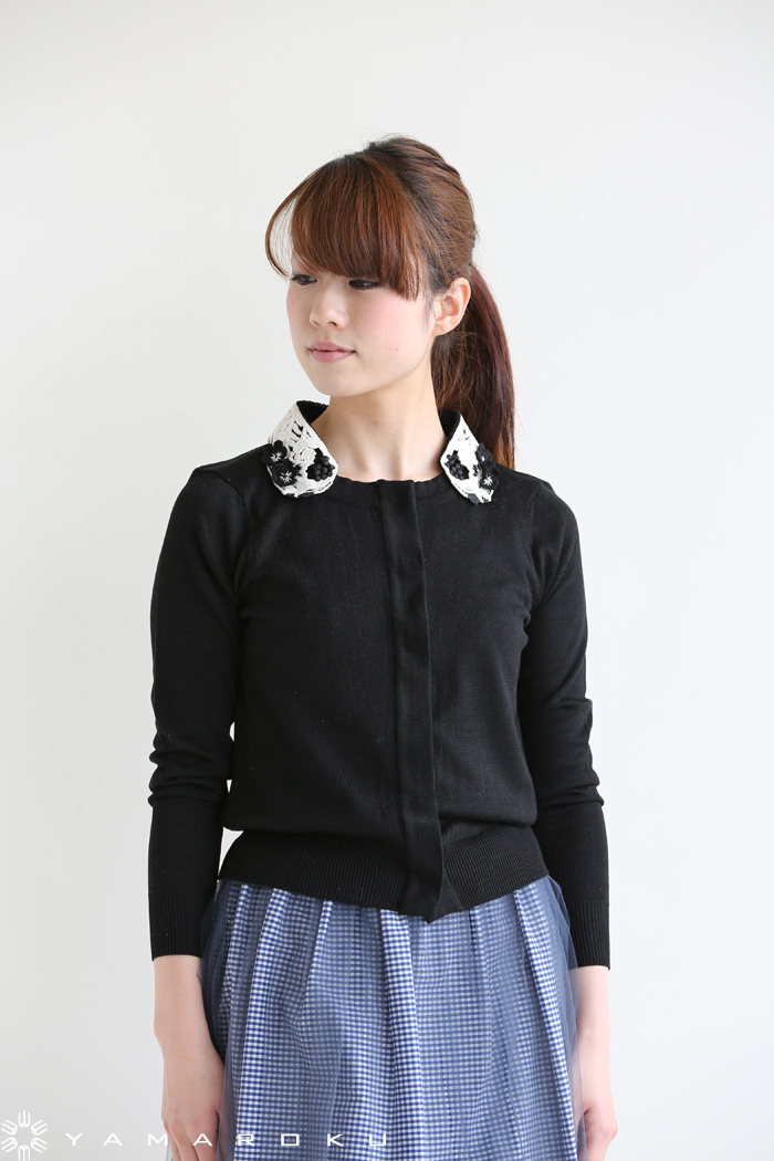メーカー 一覧 mame（マメ） 衿レースカーディガン！！ | YAMAROKU New Arrival カーディガン