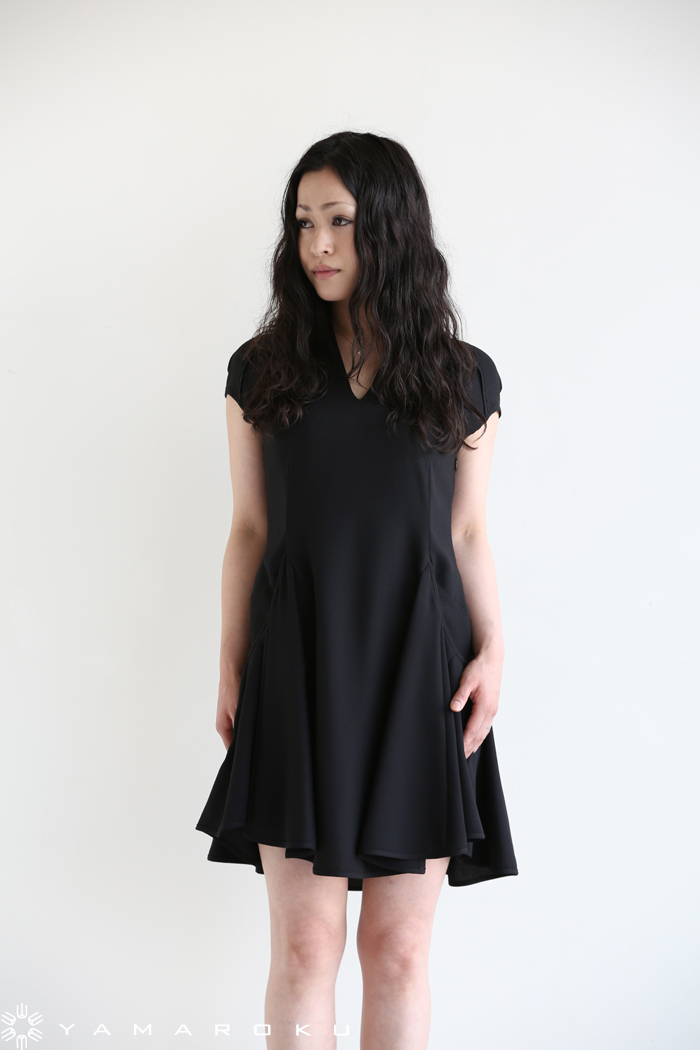 mame ブラック ジャージーフレアワンピース Cotton Jersey Flared Dress | Mame
