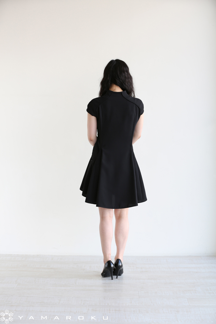 mame ブラック ジャージーフレアワンピース Cotton Jersey Flared Dress | Mame