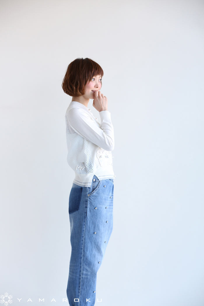 MUVEIL - MUVEIL ミュベール ブラウス 38(M位) インディゴ(デニム) 【古着】【中古】 GOLD FLOWER PEARL SKIRT | 日本発こだわりを極めた デニム
