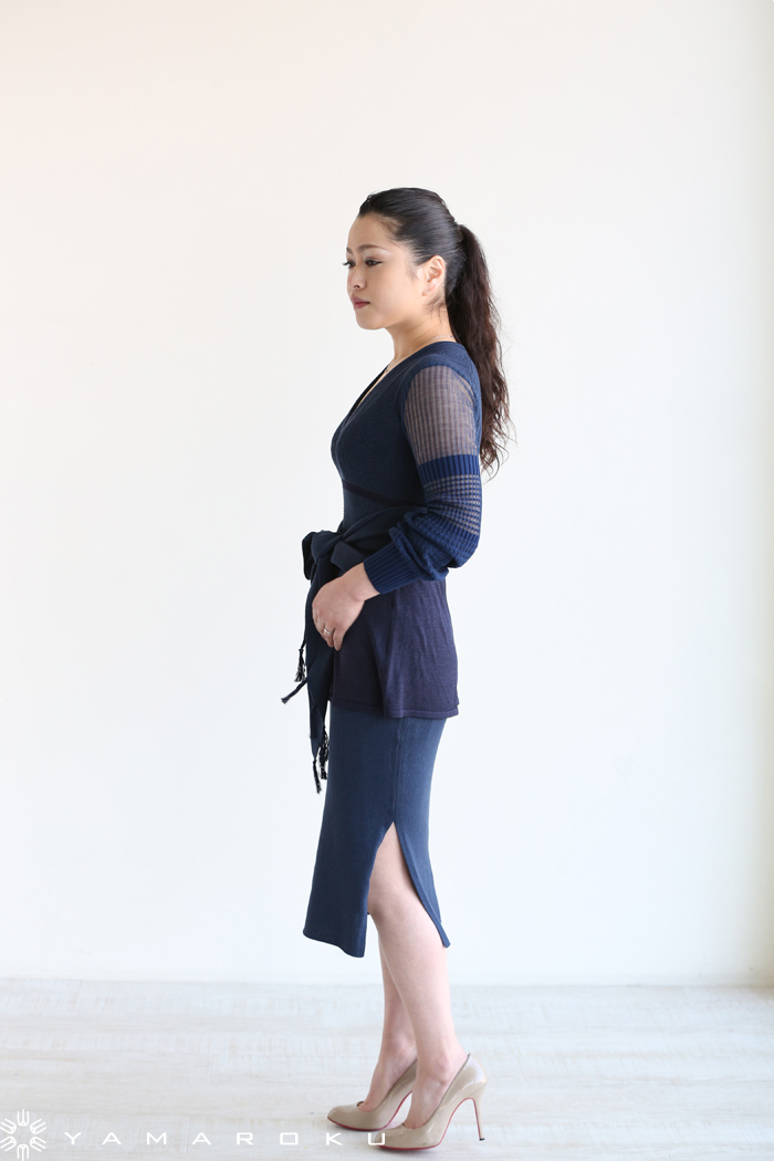 Mame Kurogouchi(マメ) Mixed Rib Knit Peplum Dress