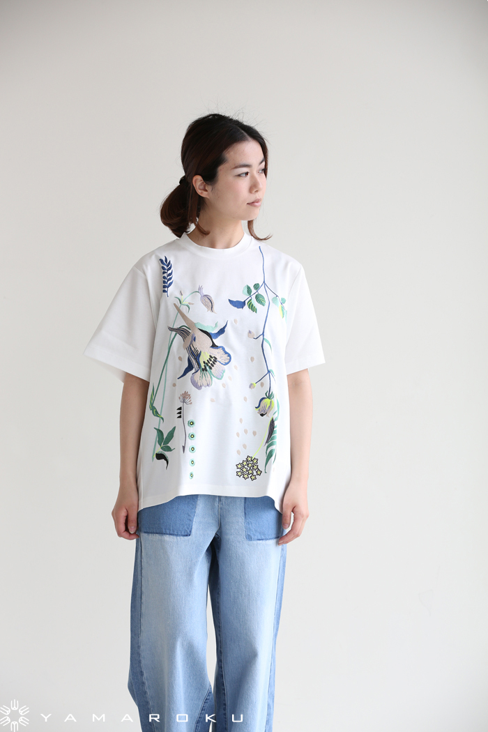 Mame Kurogouchi(マメ) Botanical Embroidery Big T-Shirt、Tribal ...