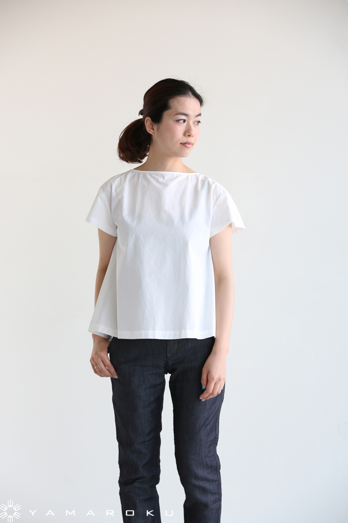 トップス Cana CAMBIO(カンビオ)】Silky Stripe Denim Skipper Band Collar