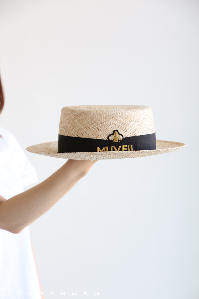 【美品】muveil カンカン帽 MUVEIL(ミュベール) パール刺繍Tシャツ、カンカン帽 ！！ | YAMAROKU