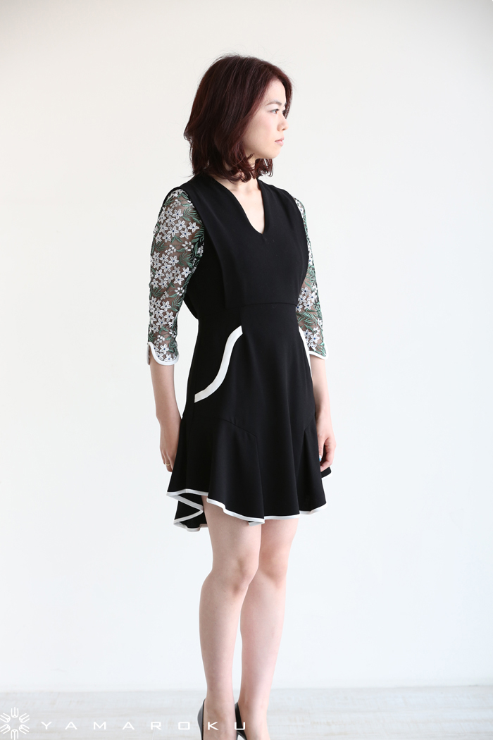 Mame Kurogouchi(マメ) Tulle Embroidered Sleeve Dress