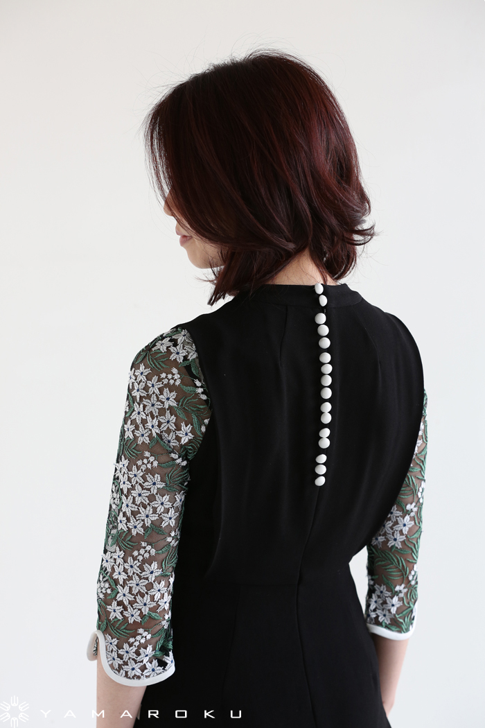 Mame Kurogouchi(マメ) Tulle Embroidered Sleeve Dress 
