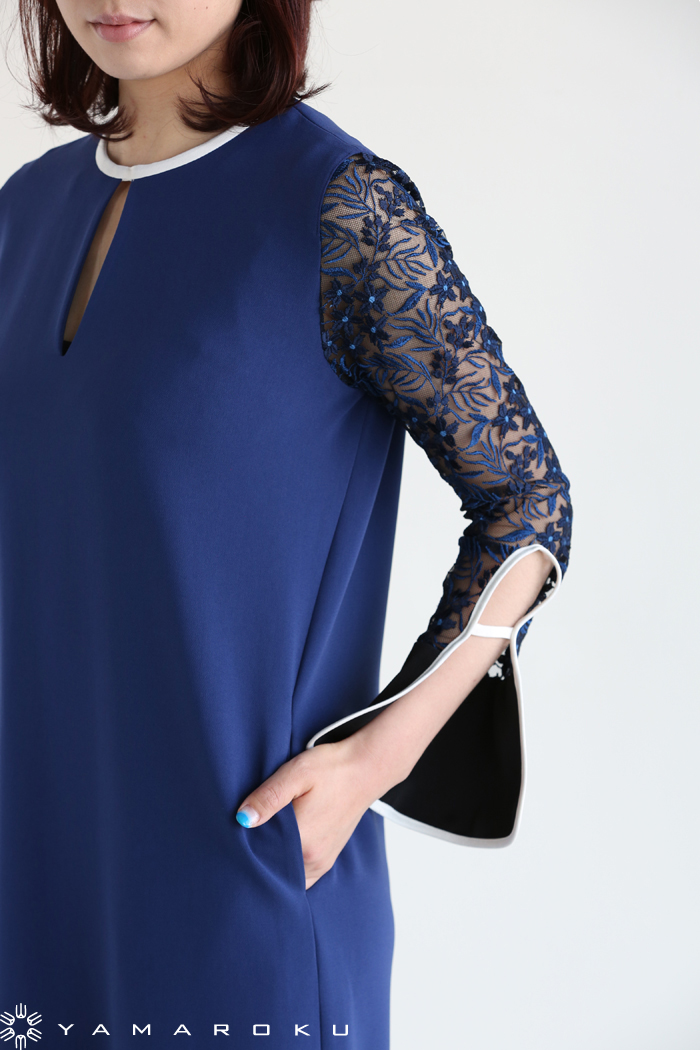 Mame Kurogouchi(マメ) Tulle Embroidered Sleeve I-Line Dress Mame Kurogouchi(マメ) Tulle Embroidered Sleeve I-Line Dress