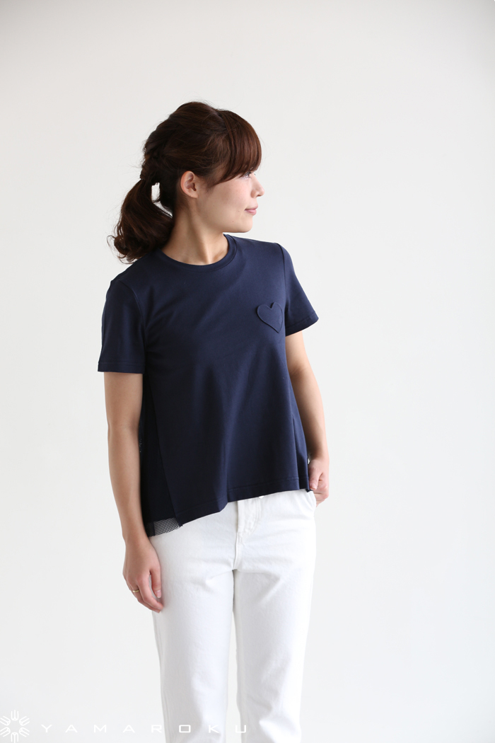 MUVEIL WORK - muveil ドッキングTシャツ MUVEIL WORK（ミュベールワーク）ハートパッチメッシュ