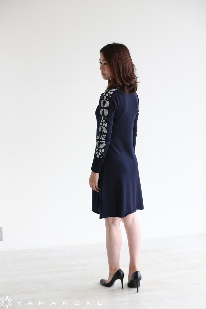 Mame Kurogouchi（マメ）Flower Motif Fine Gauge One-Piece ニット