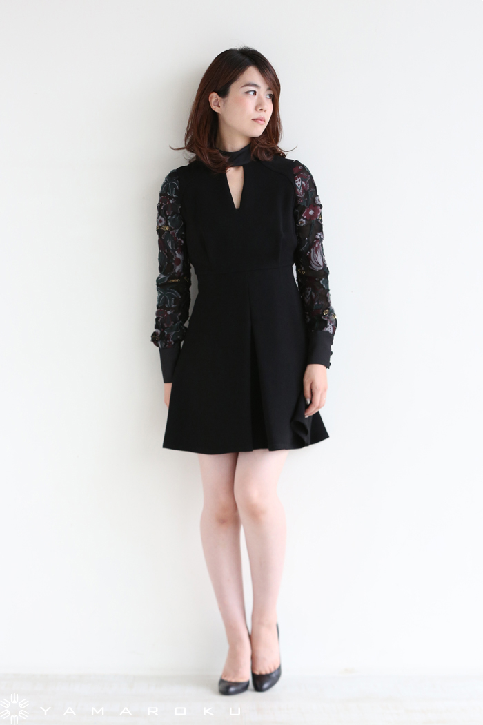 mame Cut Jacquard Sleeve I-Line Dress