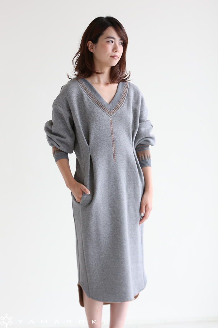 Mame Kurogouchi(マメ) Tribal Rib Jersey One-Piece、Sweatshirt ...