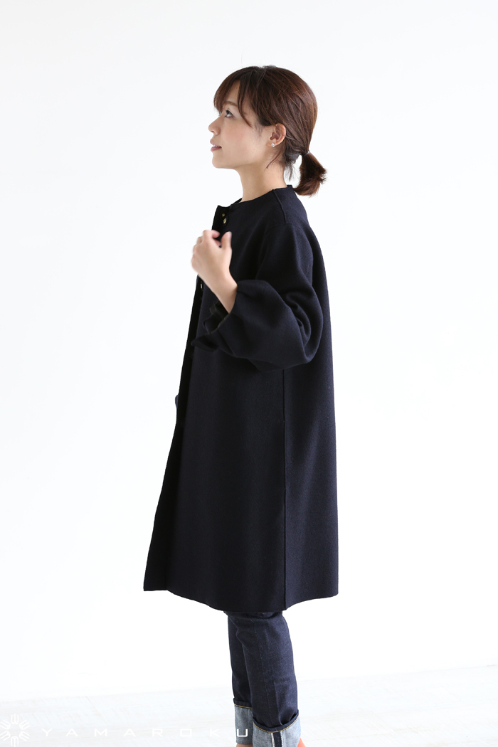 Kaon(カオン) Links Boiled Wool No Collar Coat ノーカラーコート