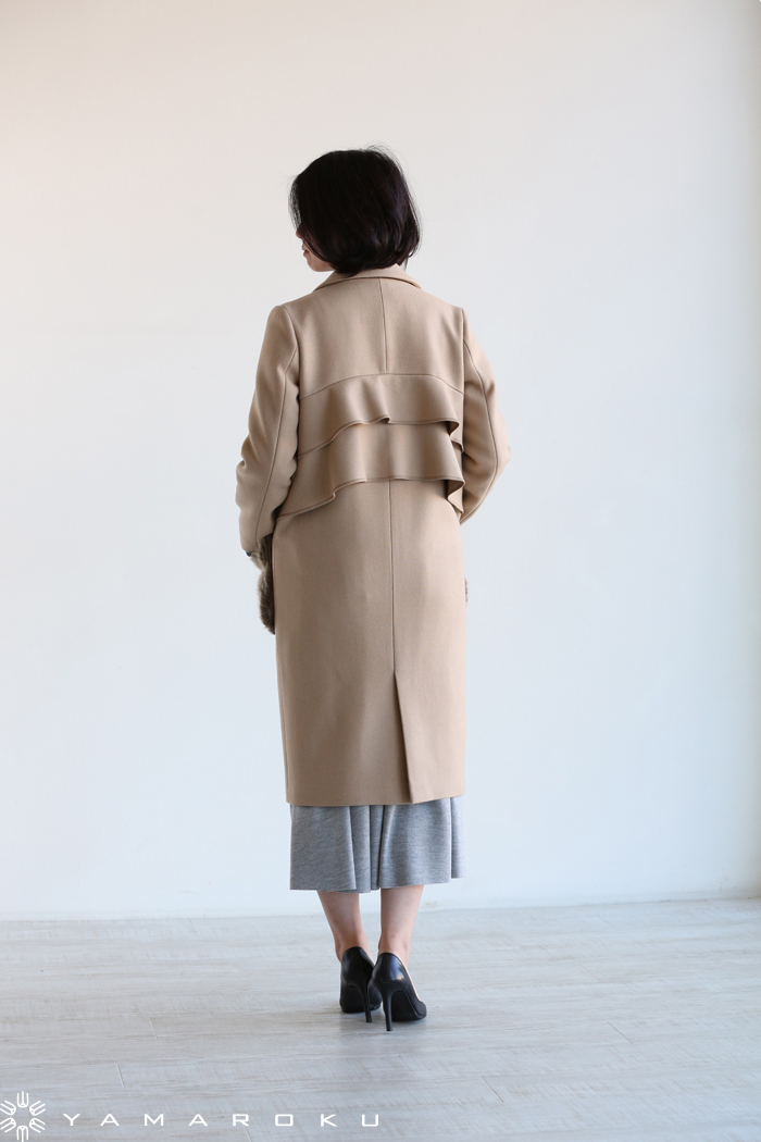 Kaon(カオン) Oriens Wool Chester Coat With Fur 後ろフリル ...