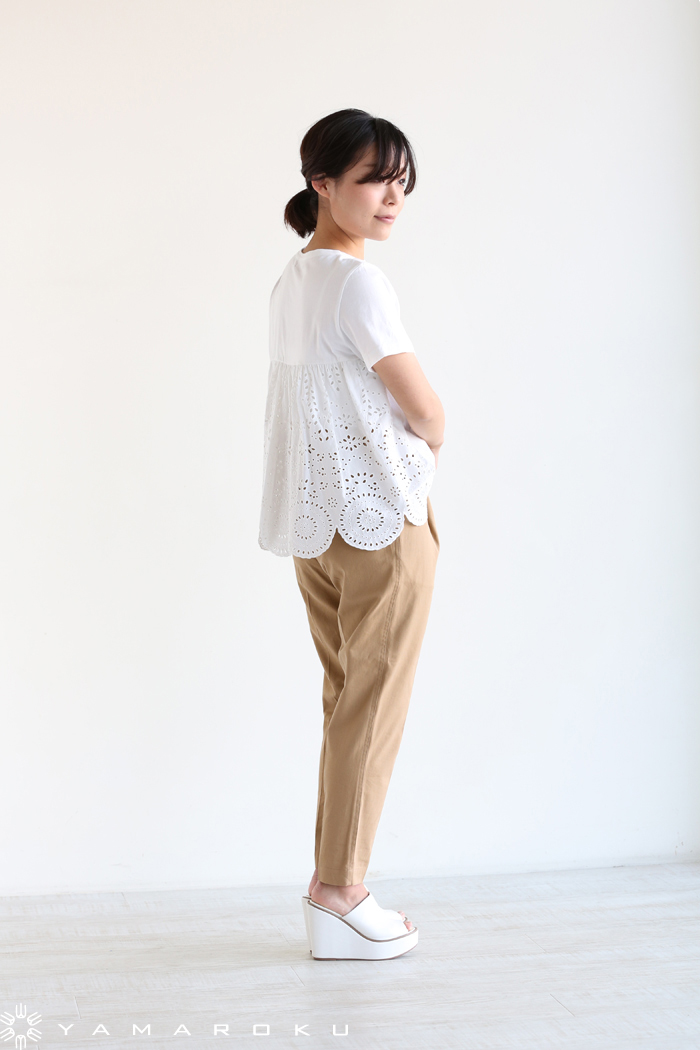 『1年保証』 MUVEIL WORK(ミュベールワーク) インドシフリー刺繍入りハート Tシャツ(半袖/袖なし)