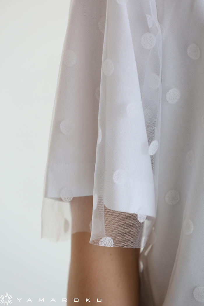 美品☆ MUVEIL WORK 17AW チュールレイヤードTブラウス ネイビー 定価18000円税 MUVEILWORK チュールレイヤード Tシャツ ブラウス