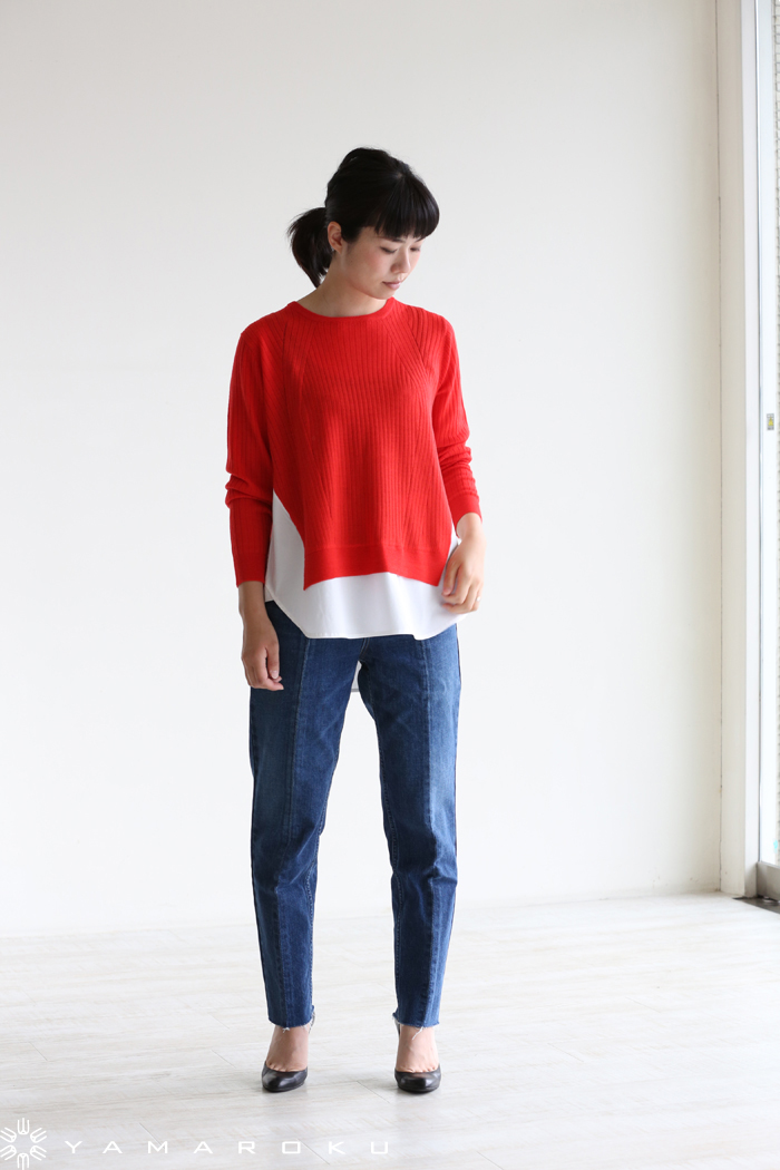 AP STUDIO 【ADAWAS/アダワス】オーバーVネックロングプルオーバー ADAWAS(アダワス) LAYERED-DETAIL SHIRT - YAMAROKU（ヤマロク