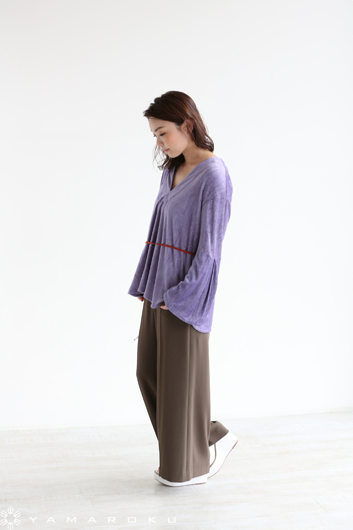 Mame Kurogouchi(マメ)Stripe Velour Flared Tops、Mandarin Mame Kurogouchi(マメ)Stripe Velour Flared Tops、Mandarin