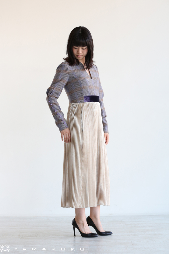 Mame Kurogouchi(マメ) Afterglow Check Pleated Skirt Dress ...
