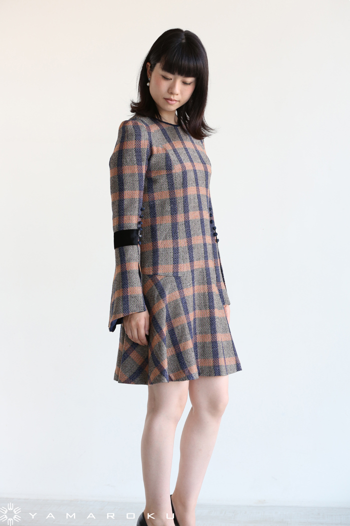 ワンピース mame Afterglow Check One-Piece Mame Kurogouchi(マメ) Afterglow Check One-Piece