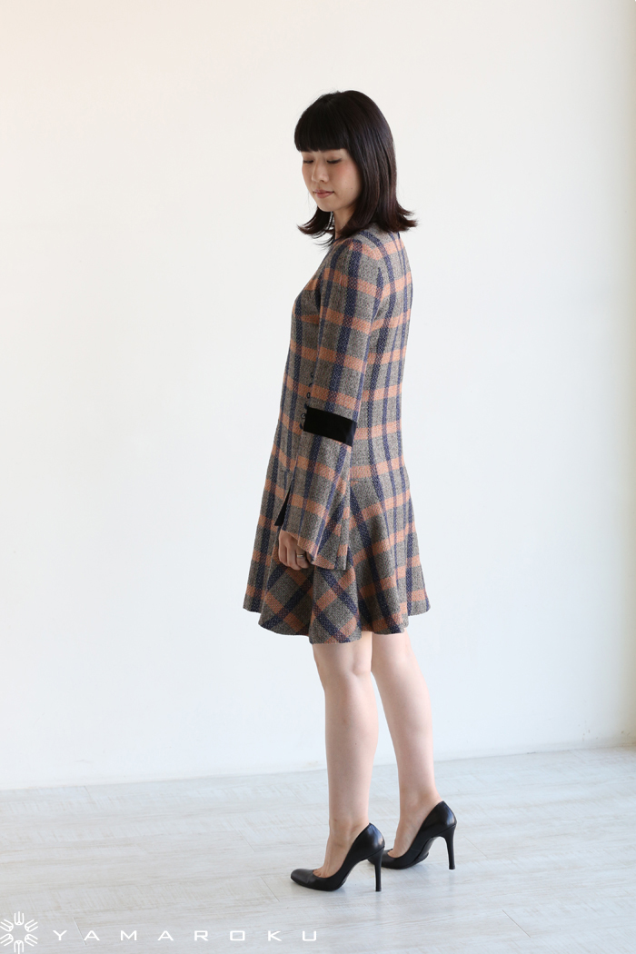 Mame Kurogouchi(マメ) Afterglow Check One-Piece！！ | YAMAROKU New  