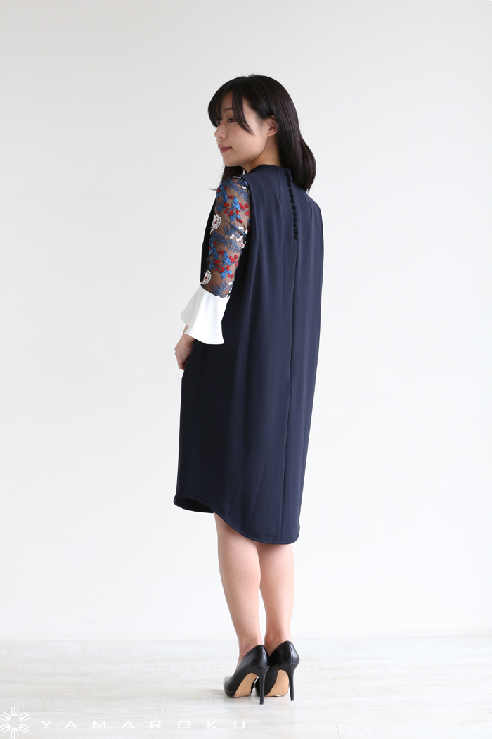 Mame Botanical Lace Sleeves I-Line Dress