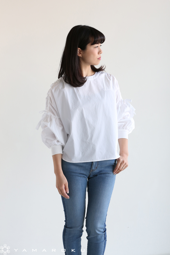 MUVEIL WORK 18SS ドローストリングストライプブラウス ミュベール MUVEIL WORK - MUVEIL WORK 18SS ドローストリングストライプブラウス