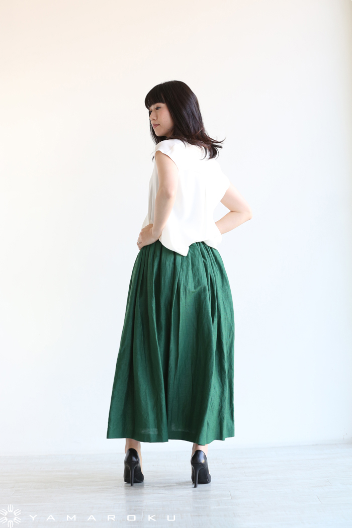 【SACRA】　LINEN KARLMAYER ギャザースカート　38 日本製 SACRA(サクラ) LINEN KARLMAYER ギャザースカート