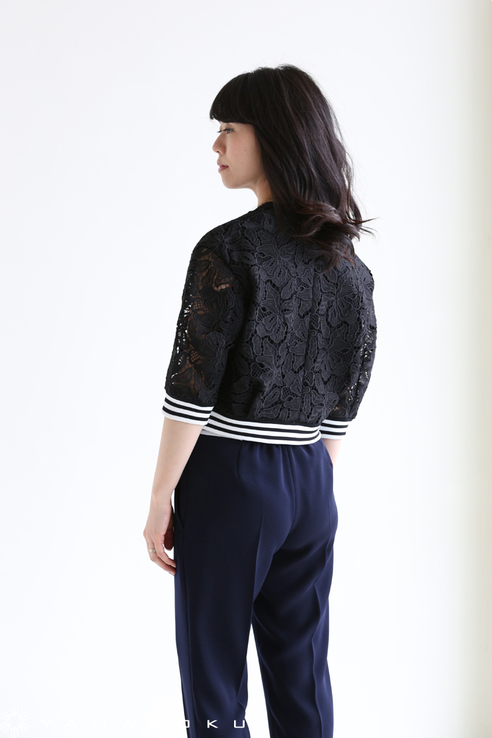 美品　BORDERS at BALCONY レース ブルゾン 36 BORDERS at BALCONY(ボーダーズアットバルコニー) LACE BLOUSON