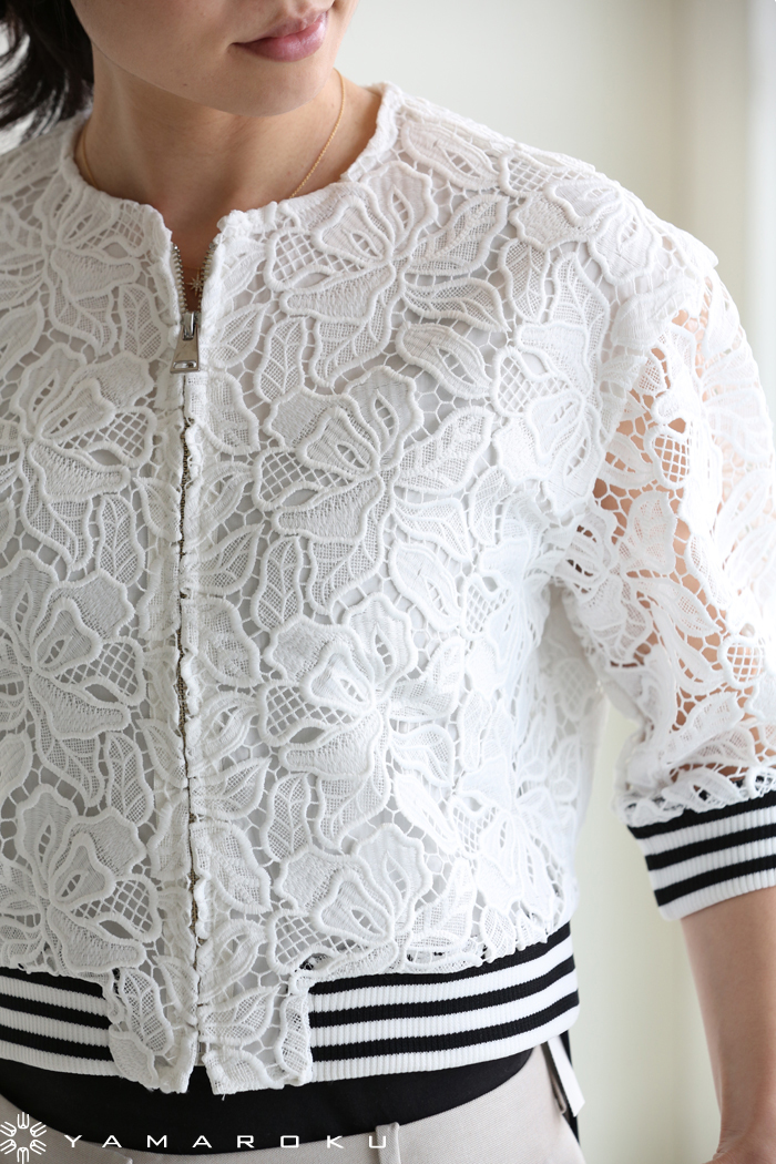 美品　BORDERS at BALCONY レース ブルゾン 36 BORDERS at BALCONY(ボーダーズアットバルコニー) LACE BLOUSON