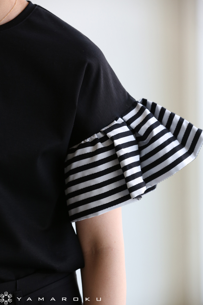 新品同様❣️BORDERS at BALCONYの半袖RUFFLED TEE 中古・古着通販】BORDERS AT BALCONY (ボーダーズアットバルコニー