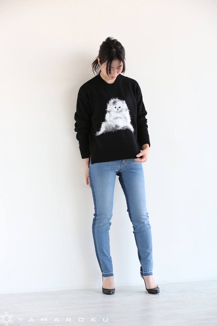 MUVEIL ネコインターシャニット 美品 MUVEIL(ミュベール) ネコインターシャニット！！ | YAMAROKU New