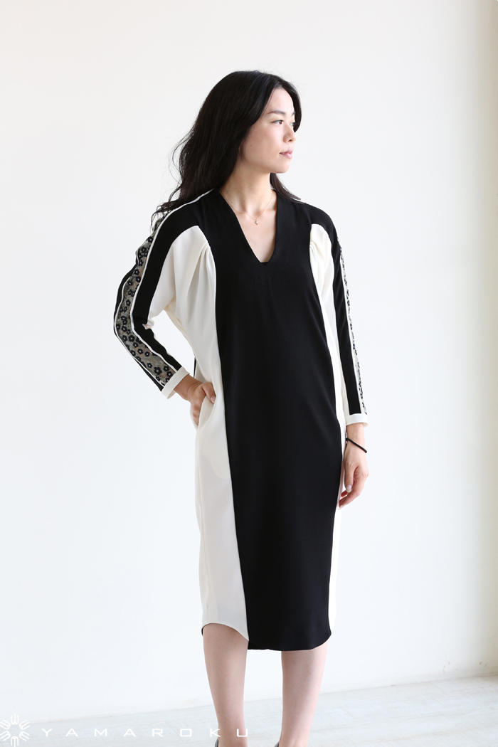 Mame Kurogouchi(マメ) Pedicel Lace Sleeves Cocoon Dress