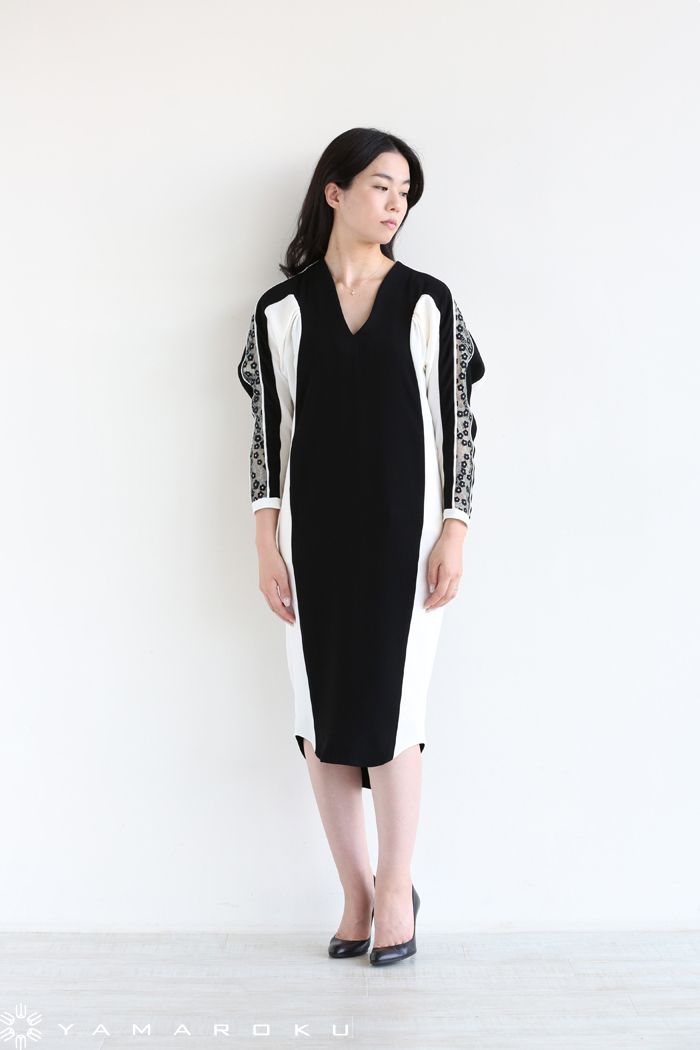 Mame Kurogouchi(マメ) Pedicel Lace Sleeves Cocoon Dress