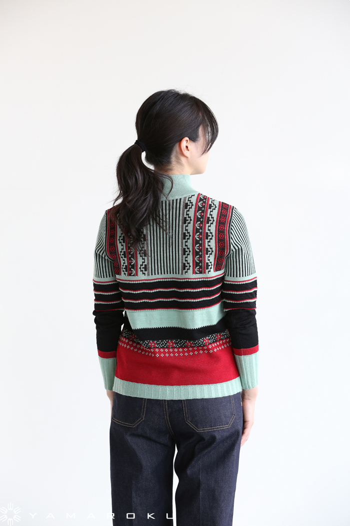 mame - マメクロゴウチ　Pedicel Jacquard Knit Tops　日本製 Pedicel Jacquard Knit Tops NAVY - YAMAROKU（ヤマロク
