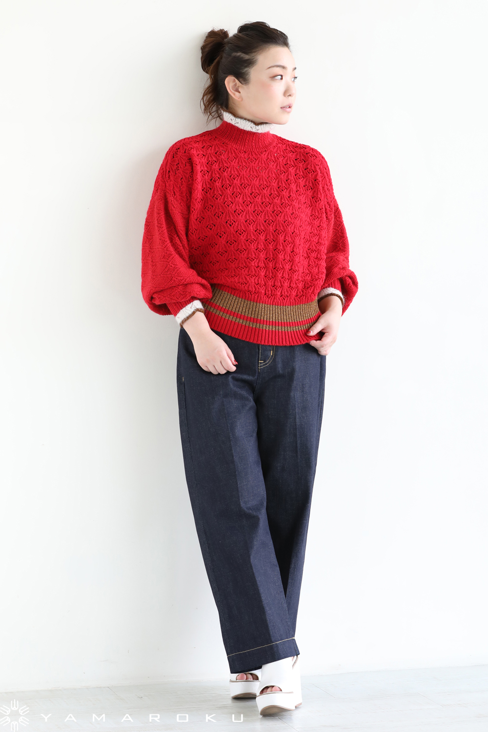 18aw mamekurogouchi Crochet Knit Sweater