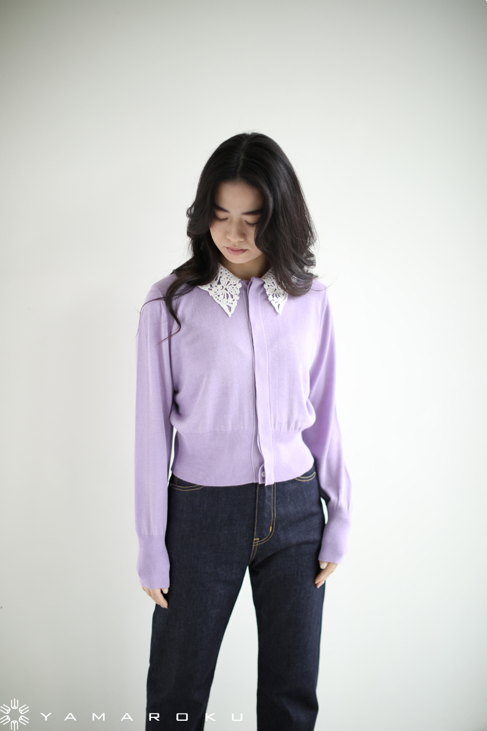 Mame Kurogouchi(マメ) Embroidery Silk Collar Cardigan
