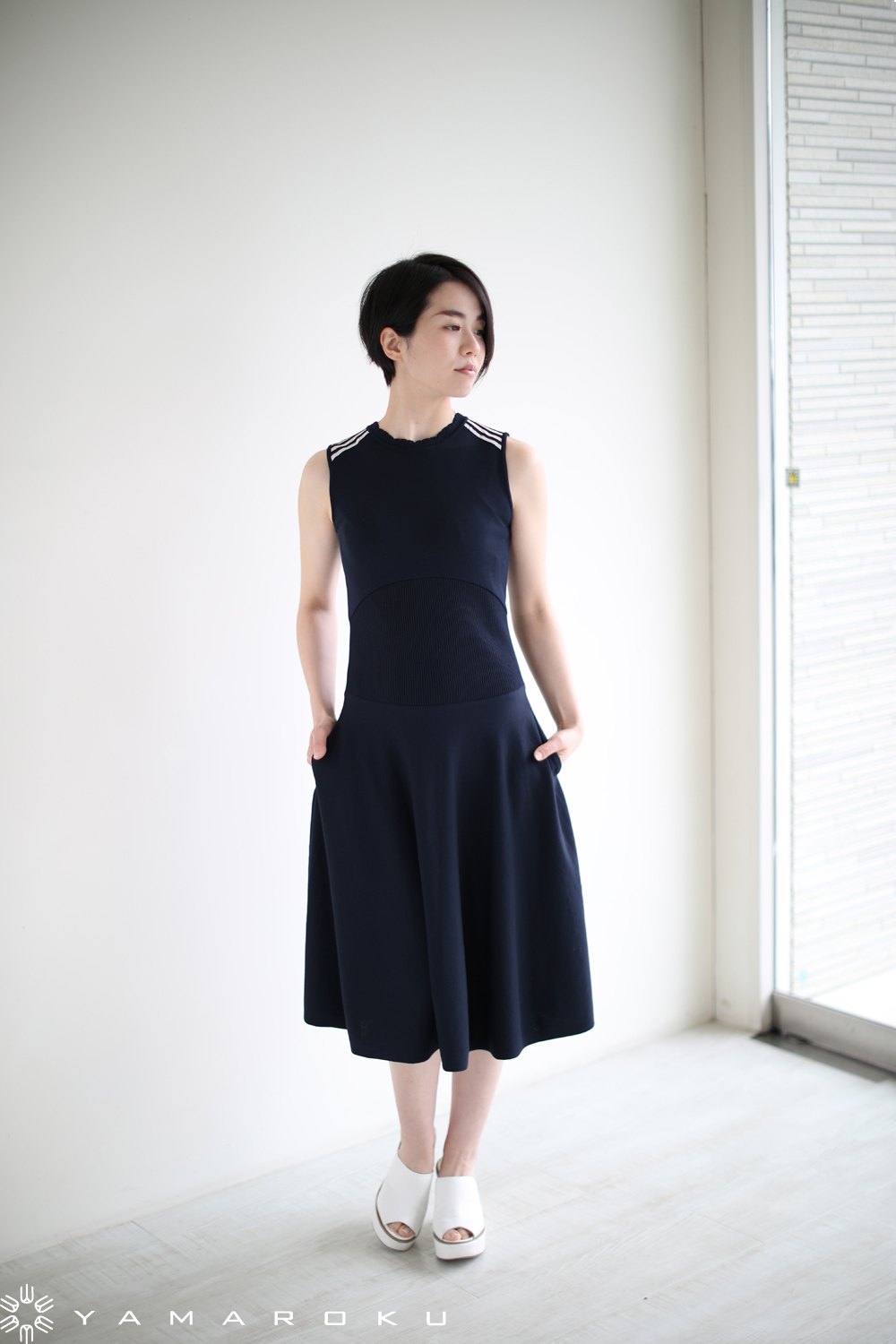 美品◇ボーダーズアットバルコニー スカラップニットドレス BORDERS at BALCONY(ボーダーズアットバルコニー) SCALLOP KNIT