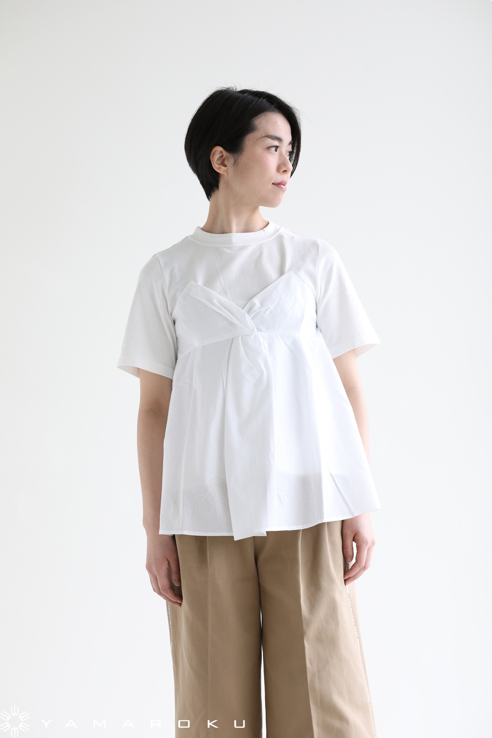 MUVEIL リボン付きホワイトTシャツ MUVEIL(ミュベール) リボン