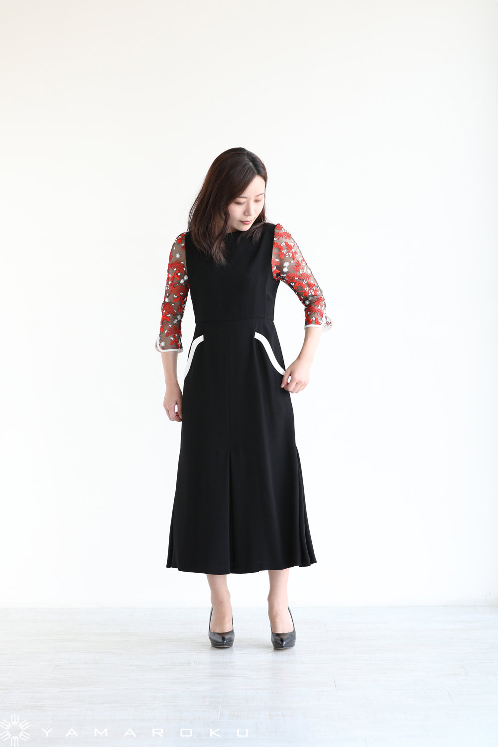 Mame Kurogouchi(マメ) Lace Sleeves A-Line Dress！！ | YAMAROKU New 
