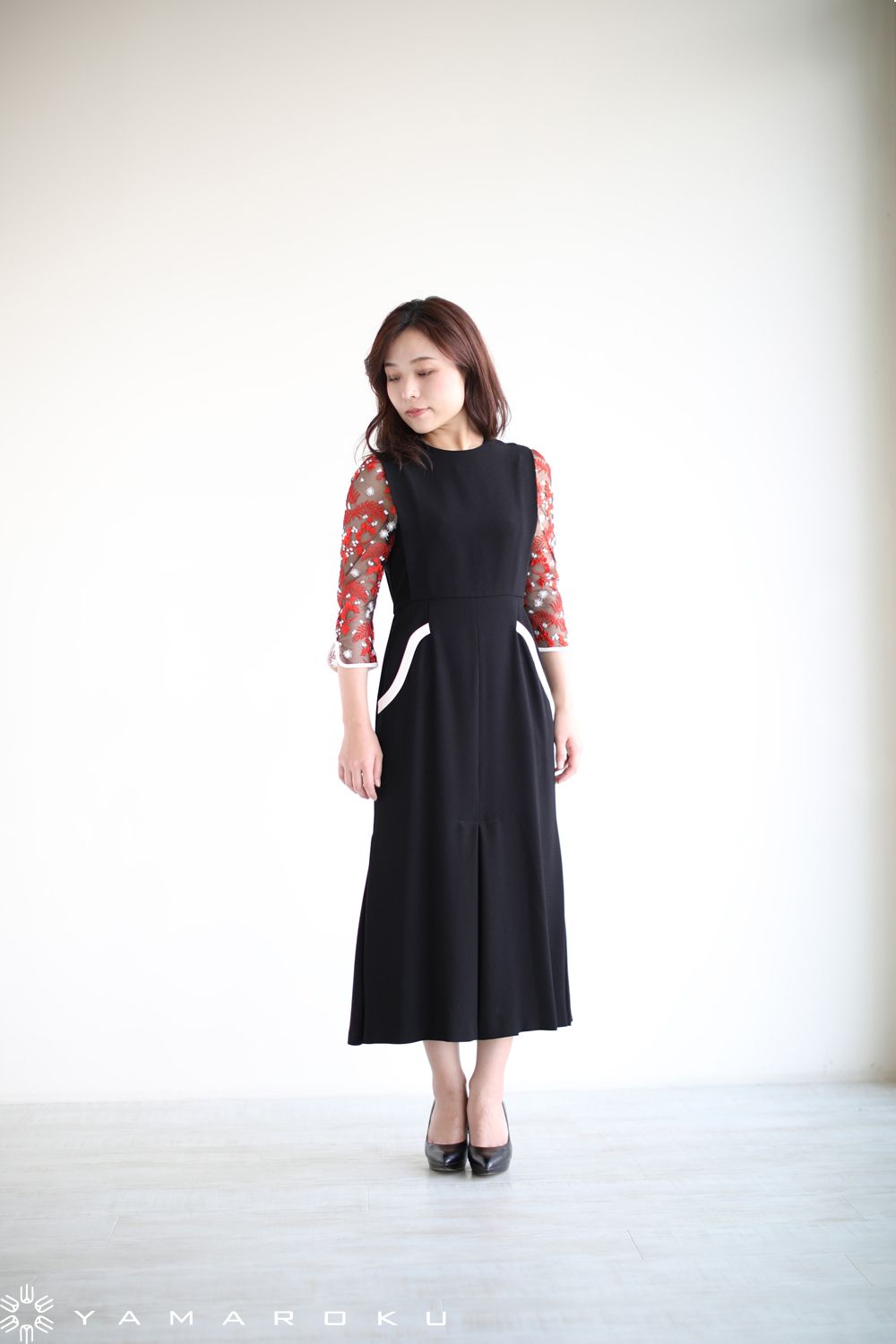 Mame Kurogouchi(マメ) Lace Sleeves A-Line Dress！！ | YAMAROKU New 