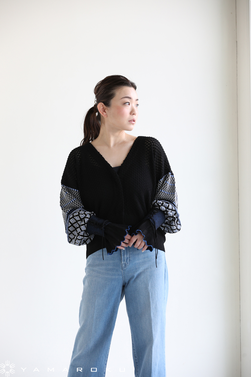 Mame Kurogouchi(マメ) Volume Sleeve Knit Cardigan、I-Line Knit 