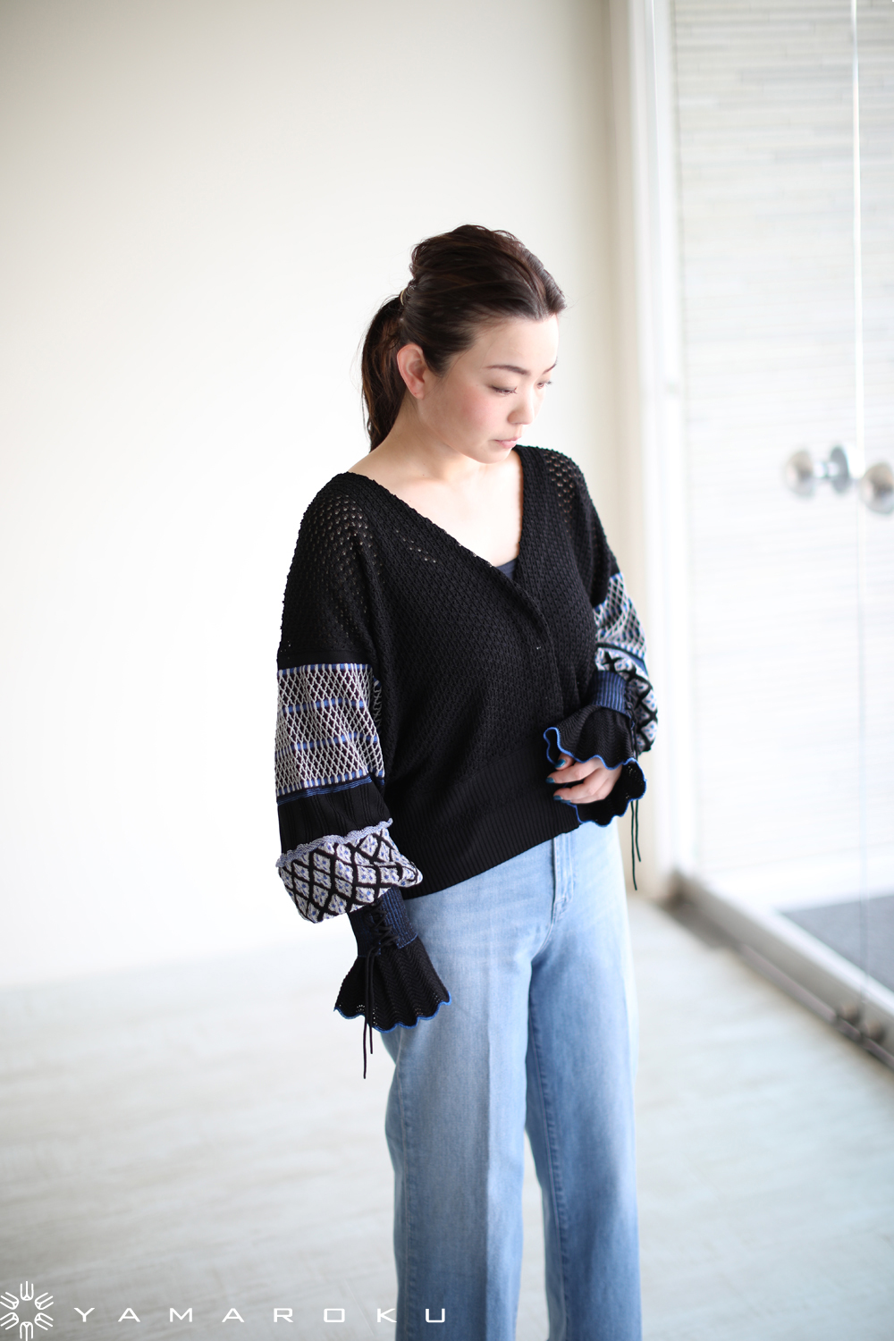 mame Volume Sleeve Knit Cardigan