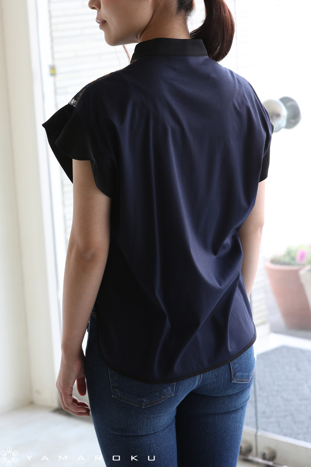 Mame Kurogouchi(マメ) Pedicel Lace French Sleeves Shirts